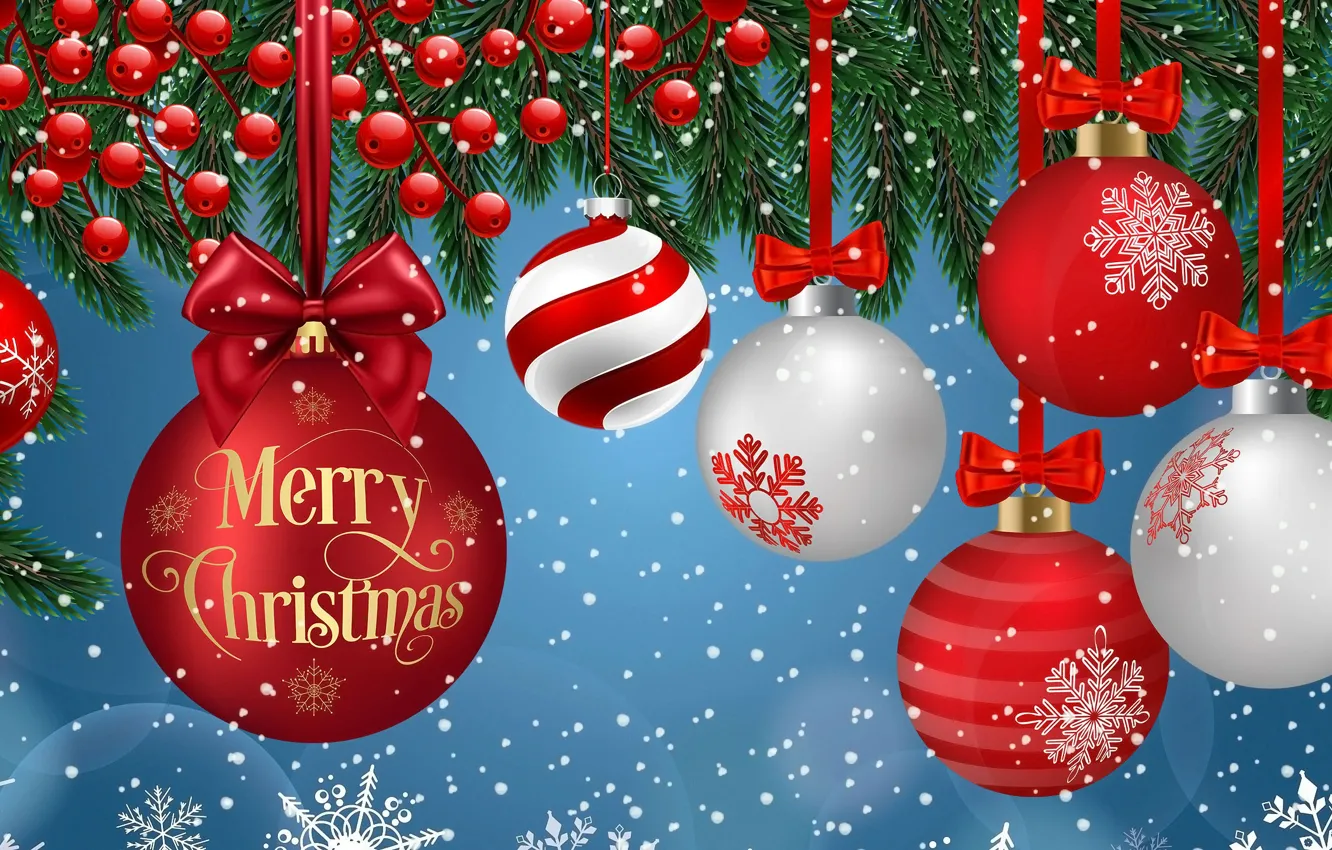 Photo wallpaper Graphics, Christmas, Bombki