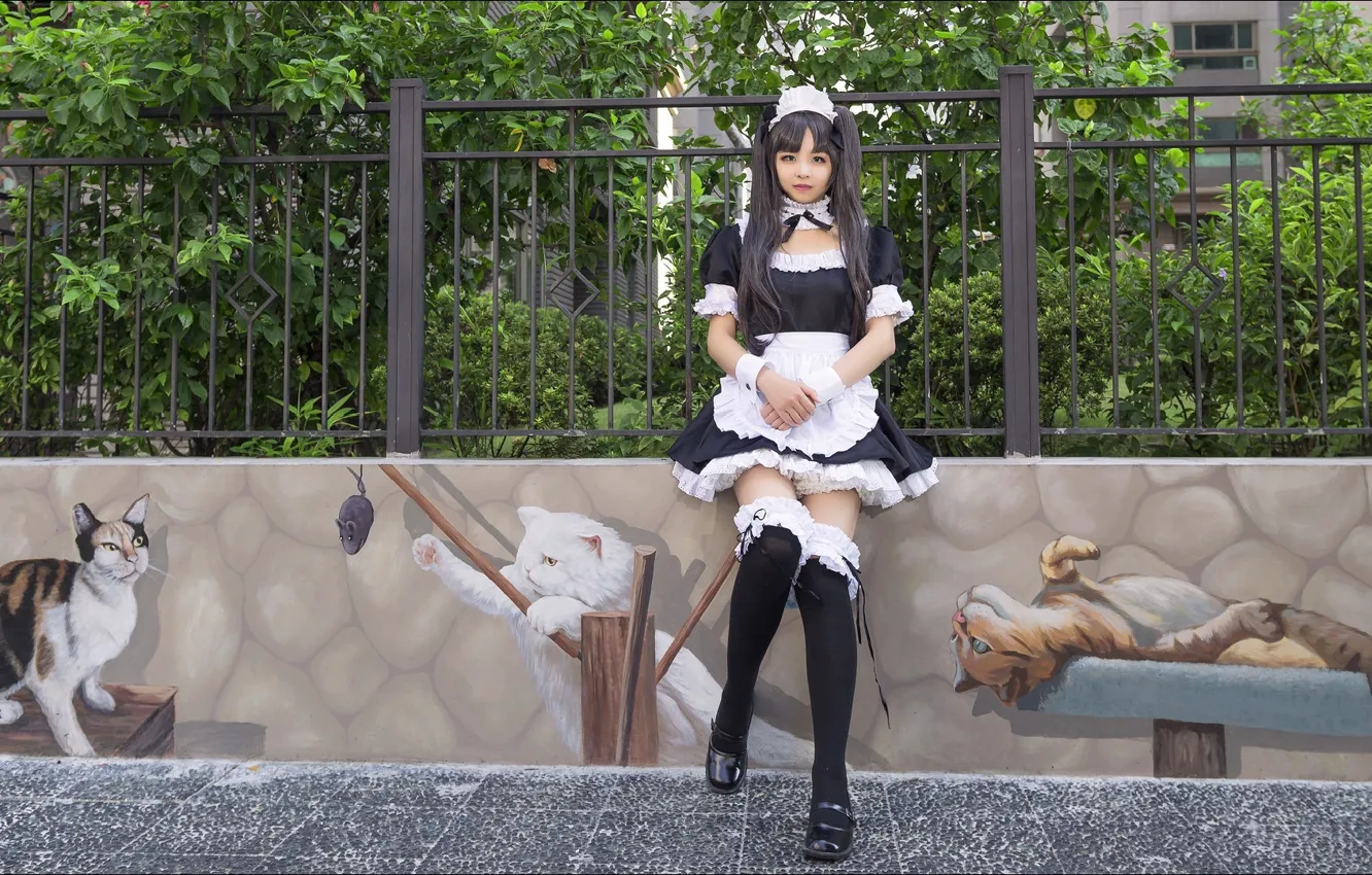 Photo wallpaper girl, graffiti, model, Asian, model, doll, japanese, Wonder