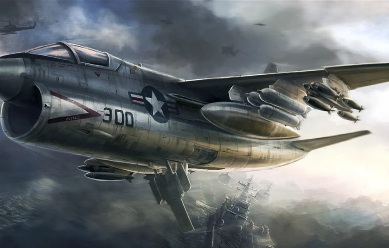 Photo wallpaper fantasy, star, sea, water, boats, armament, aircraft and weapons