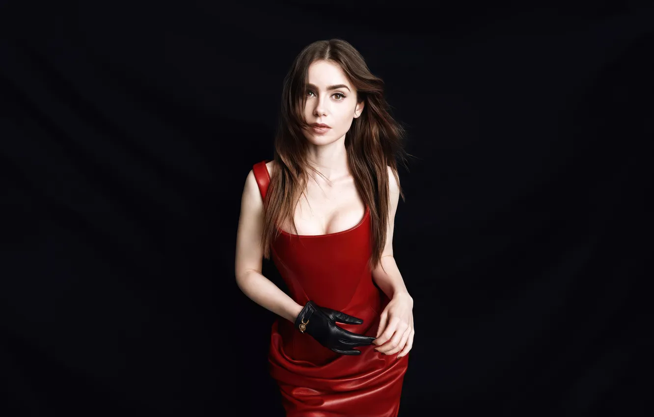 Photo wallpaper girl, beautiful, actress, elegant, Lily Collins, adorable