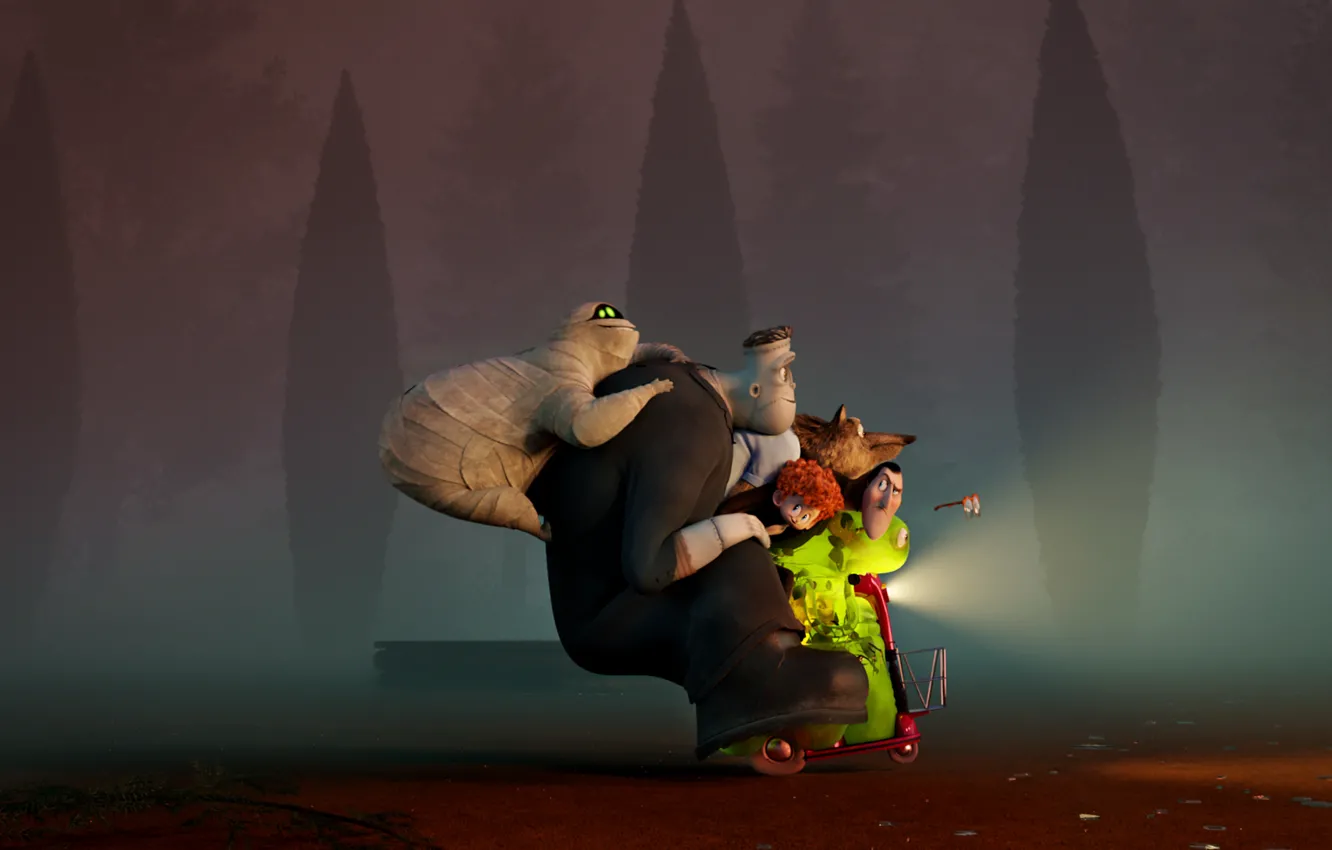 Photo wallpaper scooter, Frankenstein, Dracula, Wayne, Hotel Transylvania 2, Transylvania 2