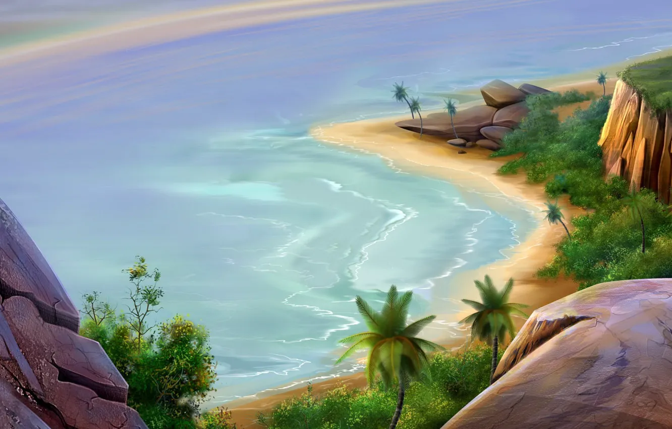 Photo wallpaper sea, beach, figure