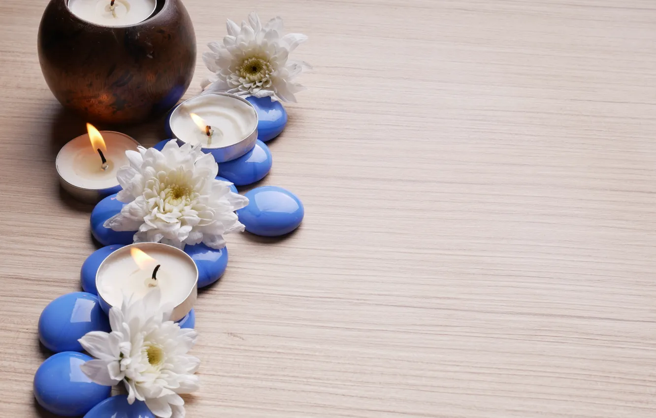 Photo wallpaper flowers, stones, candles, Spa
