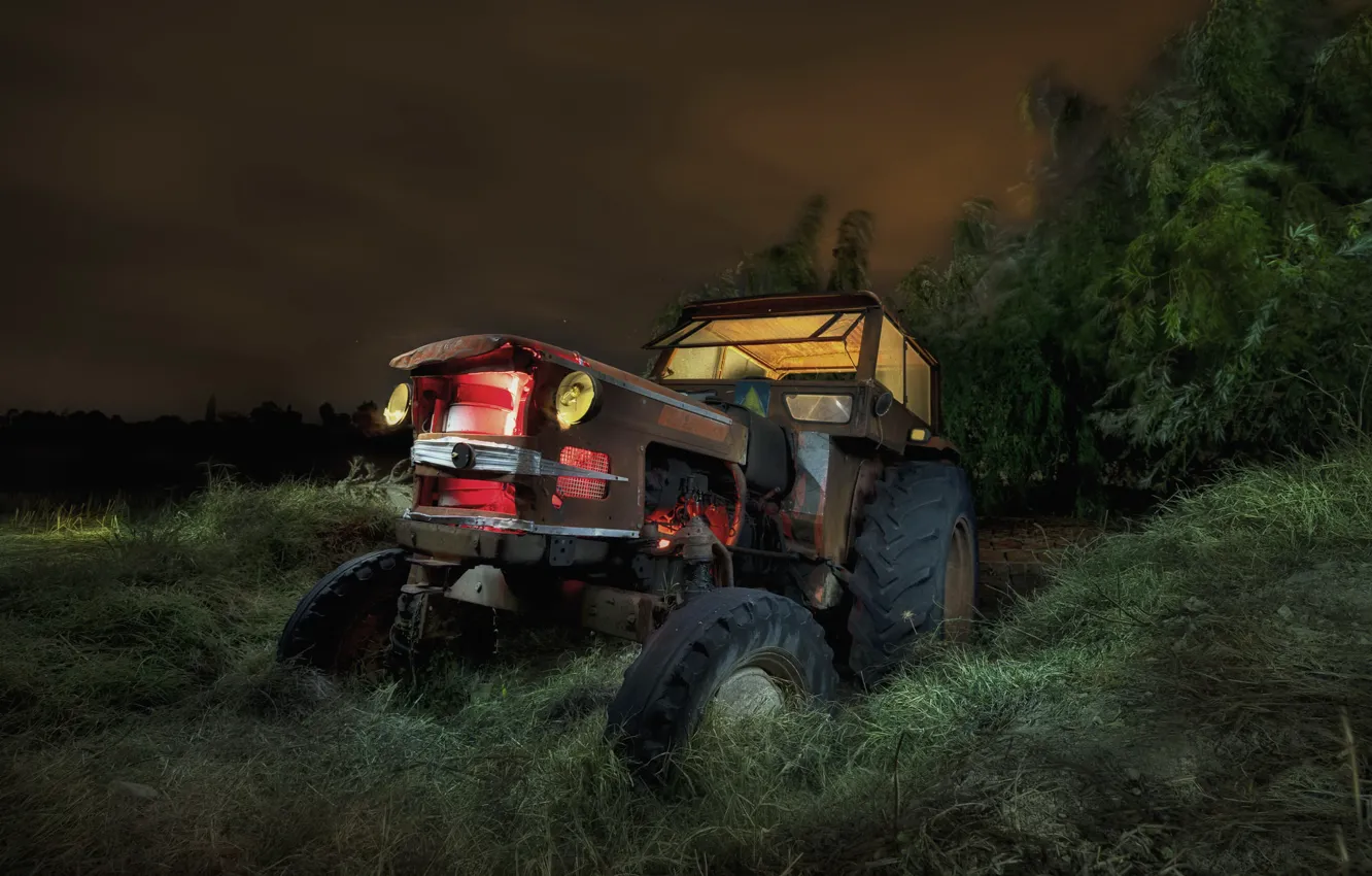 Photo wallpaper background, tractor, scrap