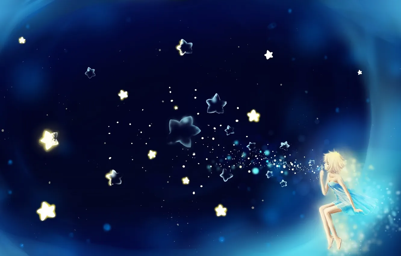 Photo wallpaper stars, abstraction, art, sparks, girl, stars