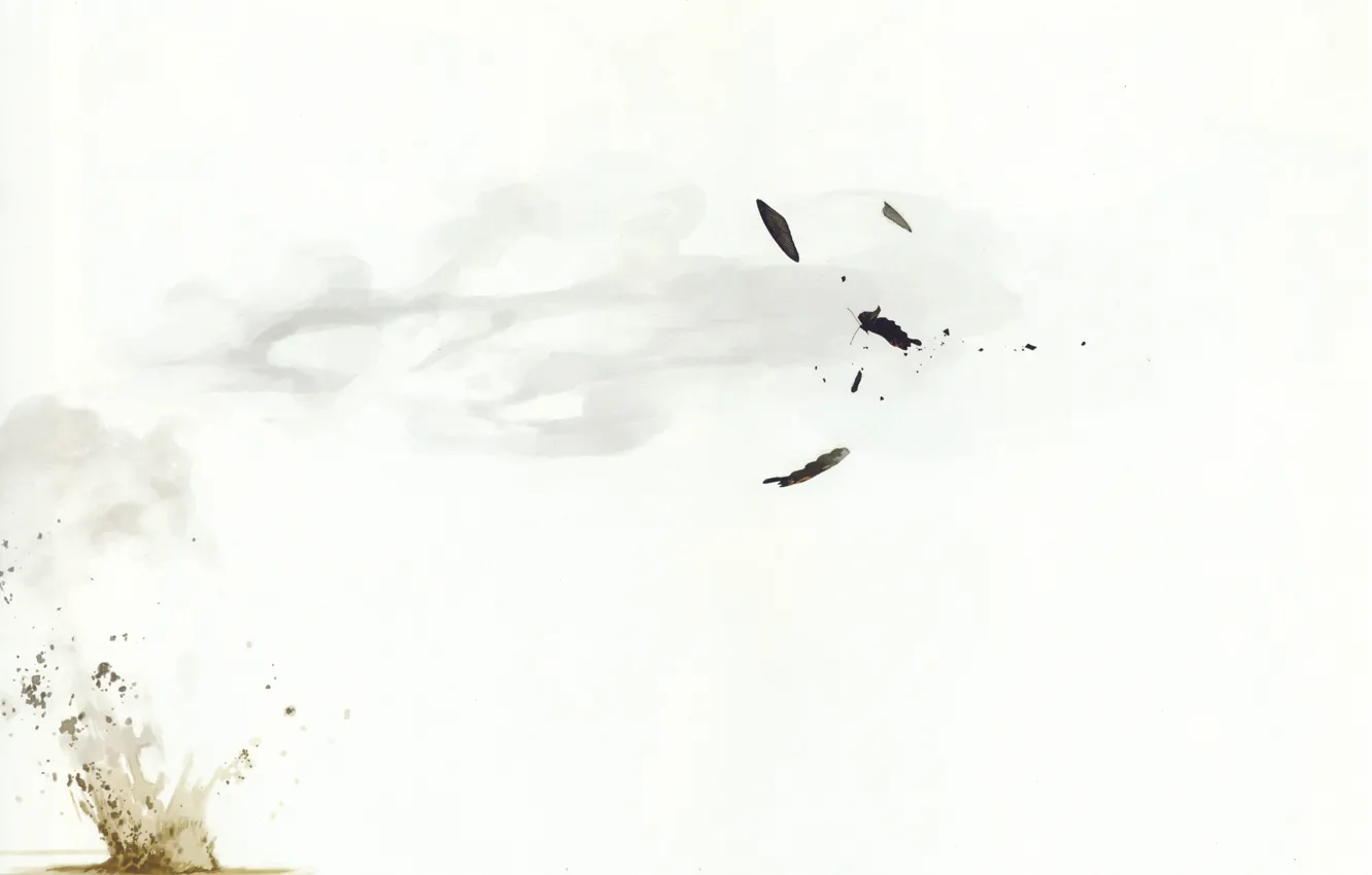 Photo wallpaper death, smoke, shot, the wings of a butterfly, by Yuusuke Kozaki, bullet mark