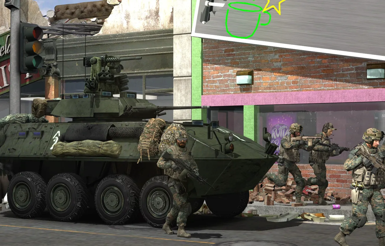 Photo wallpaper the city, transport, street, military, LAV Escort