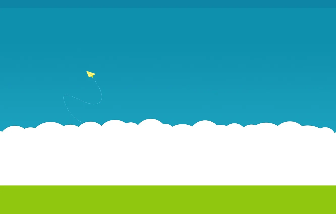 Photo wallpaper the sky, grass, clouds, airplane