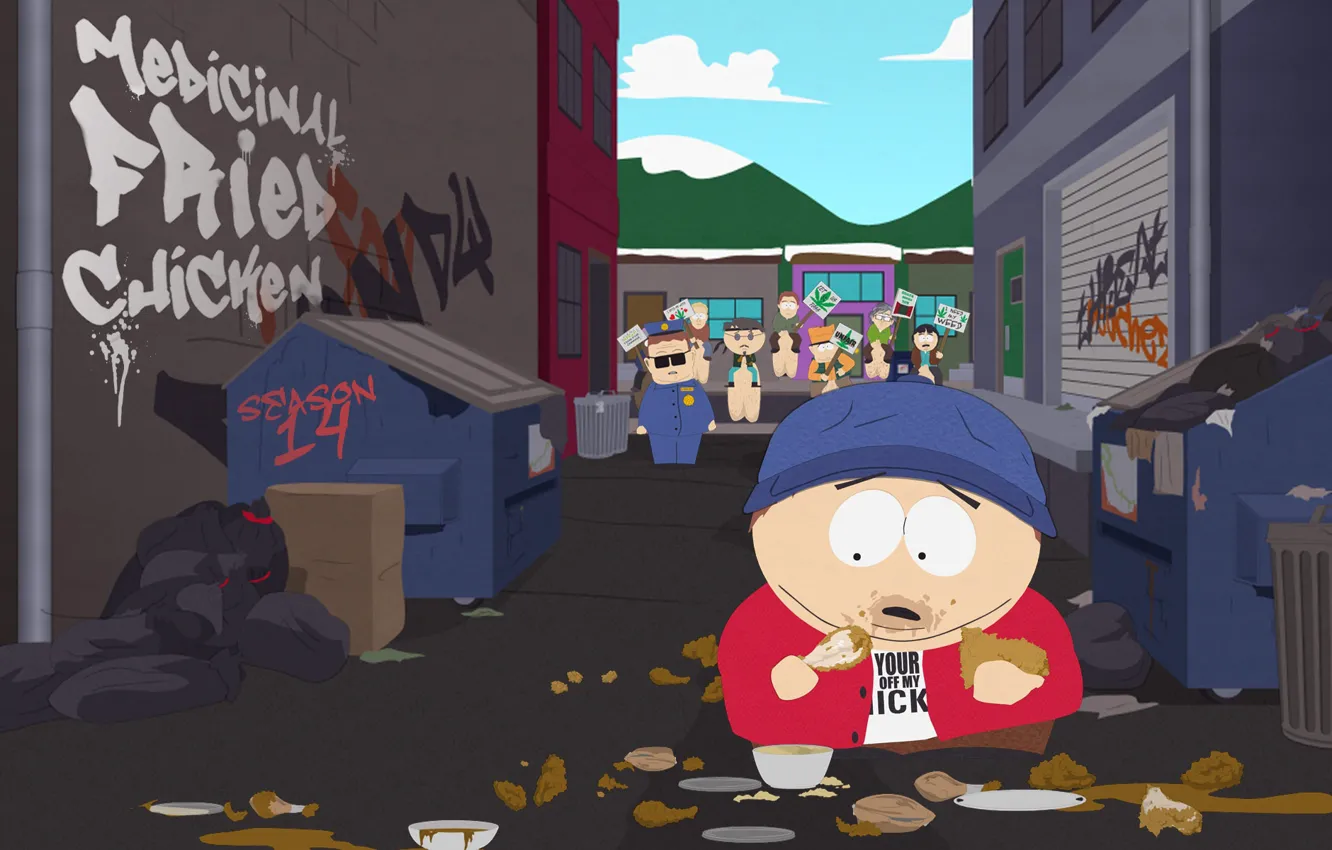 Photo wallpaper street, ate, South Park, Cartman, fat, Season 14