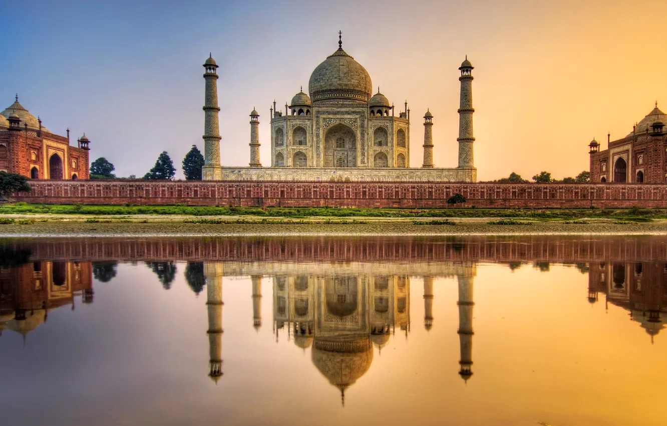 Photo wallpaper River, Taj Mahal, The mausoleum