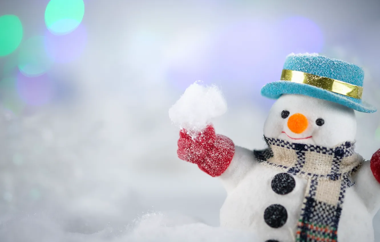 Photo wallpaper winter, snow, snowflakes, new year, Christmas, snowman, Christmas, winter