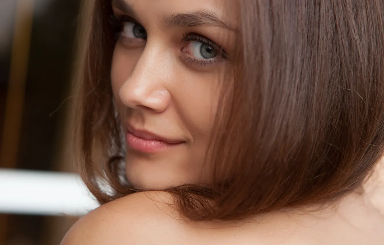 Photo wallpaper girl, eyes, model, face, cute, Zlatka And, Zlatka, knee