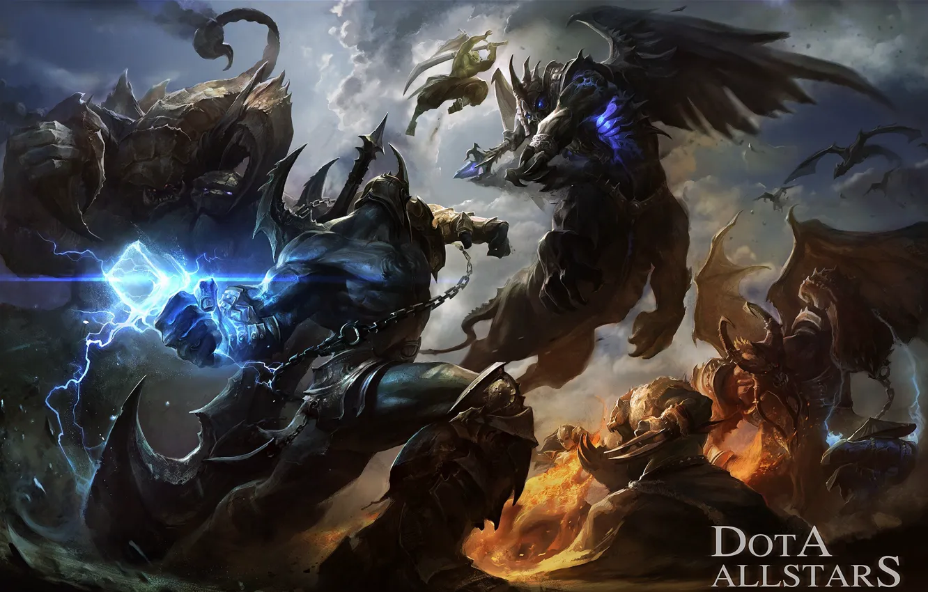 Photo wallpaper the demon, warrior, art, battle, Dota Allstars
