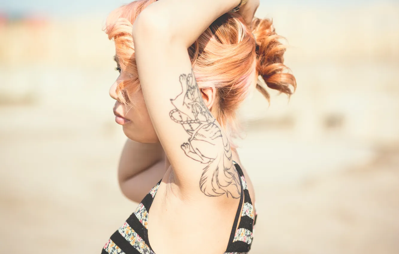 Photo wallpaper Girl, tattoo, girl