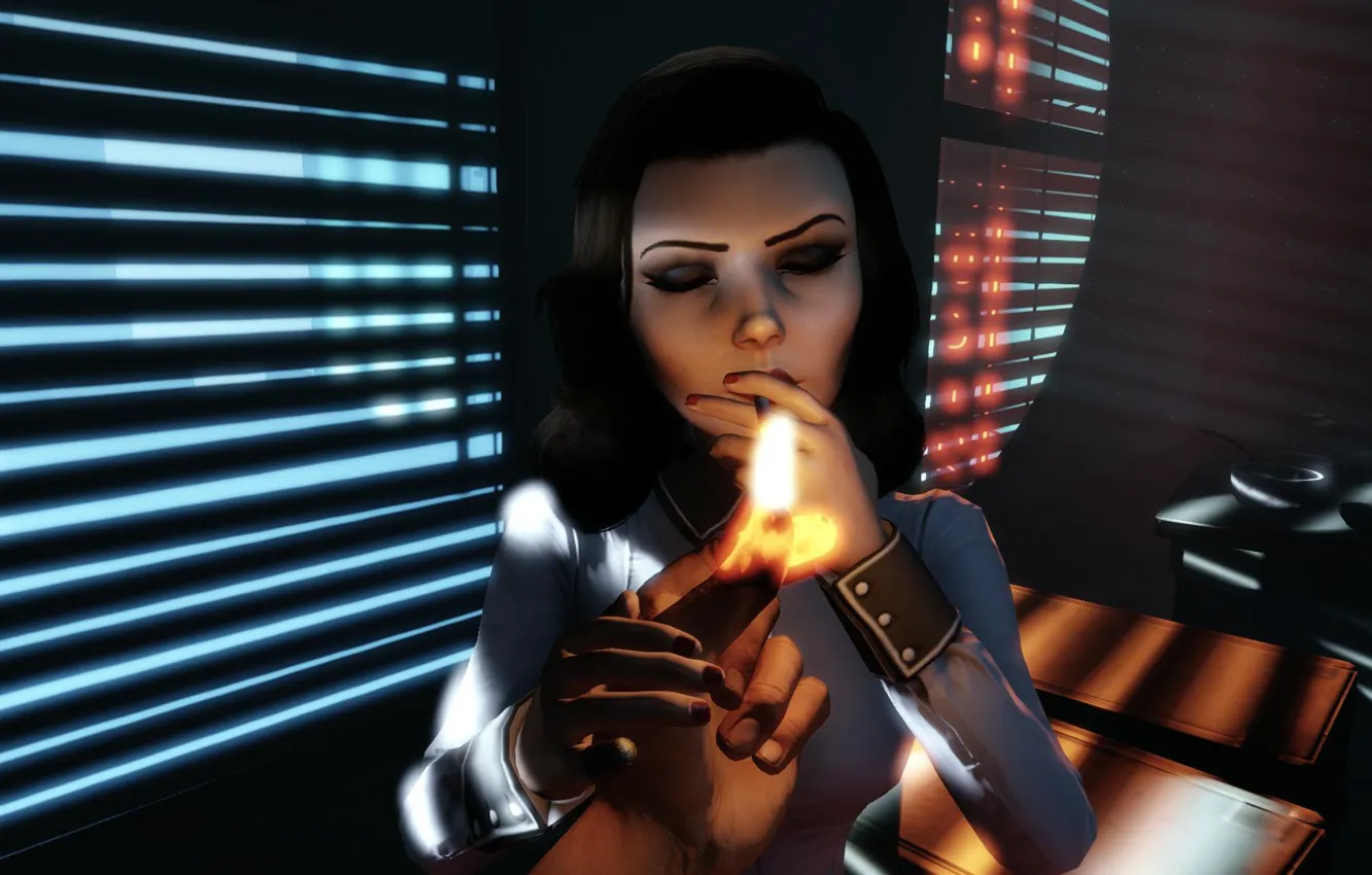 Photo wallpaper girl, lights, cigarette, bioshock, BioShock Infinite, Elizabeth