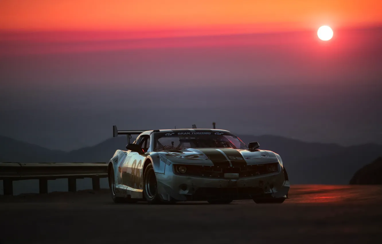 Photo wallpaper the sun, sunset, tuning, the evening, Chevrolet, Camaro