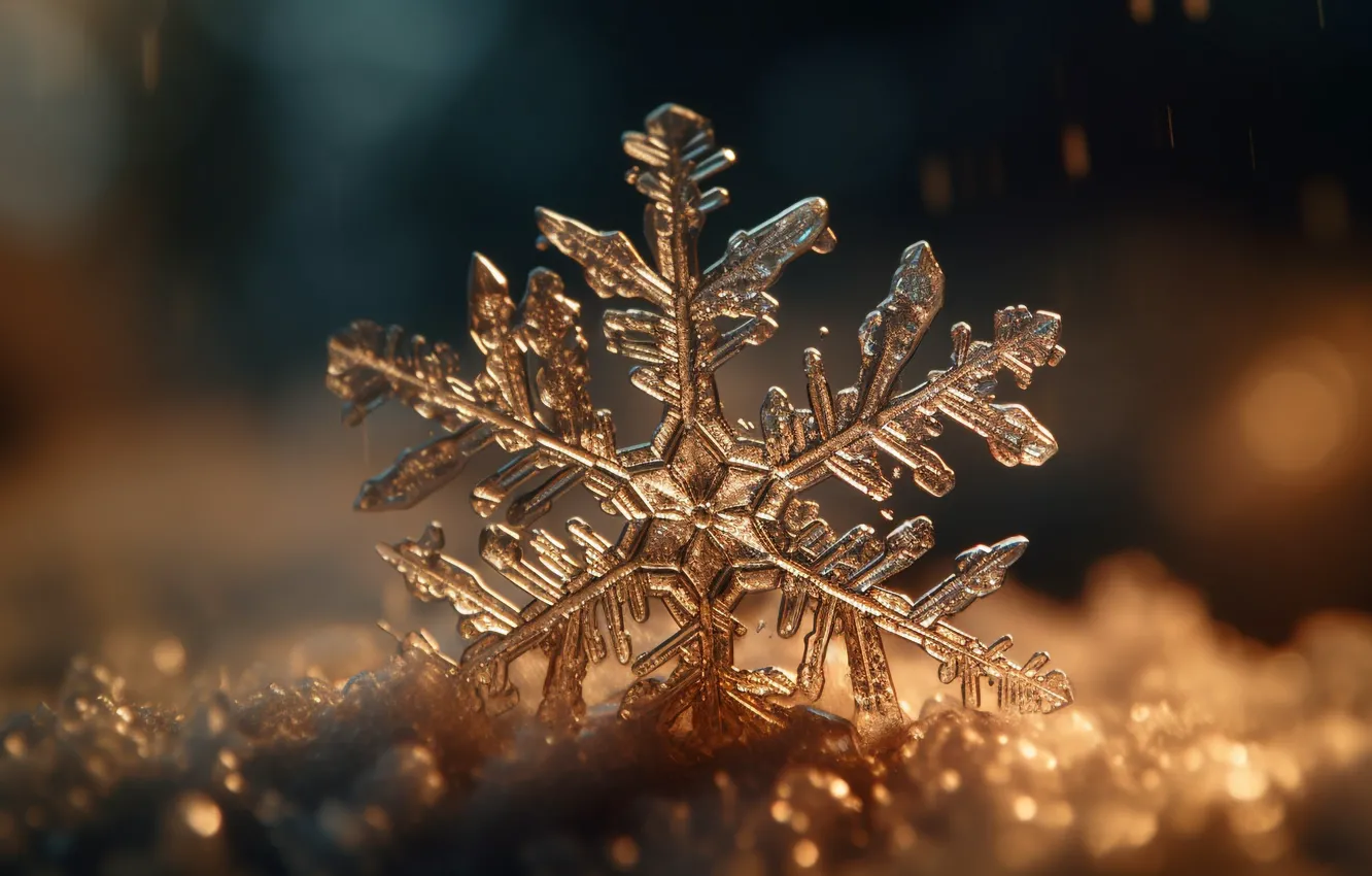 Photo wallpaper winter, macro, snow, snowflakes, Shine, new year, Christmas, crystals
