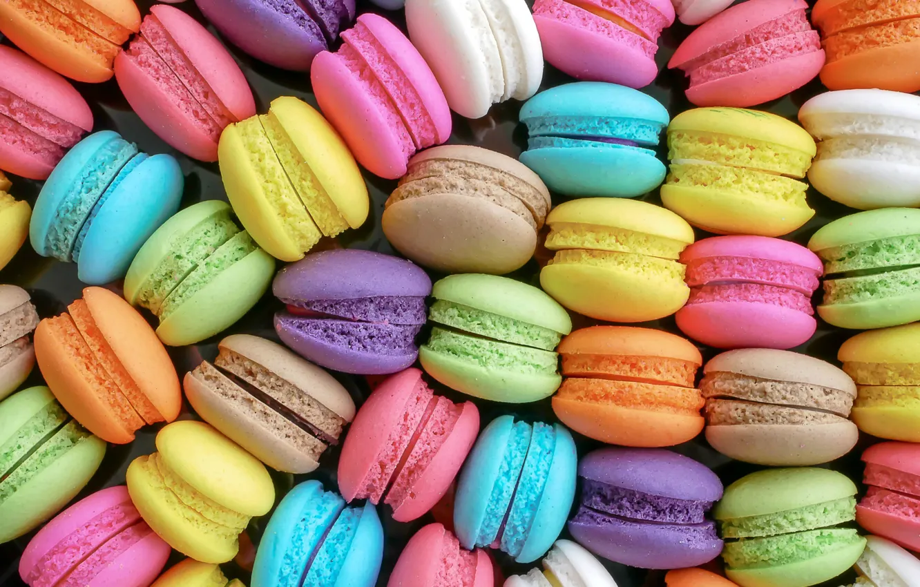 Photo wallpaper sweets, dessert, raznotsvet, macaroon, Macaroons