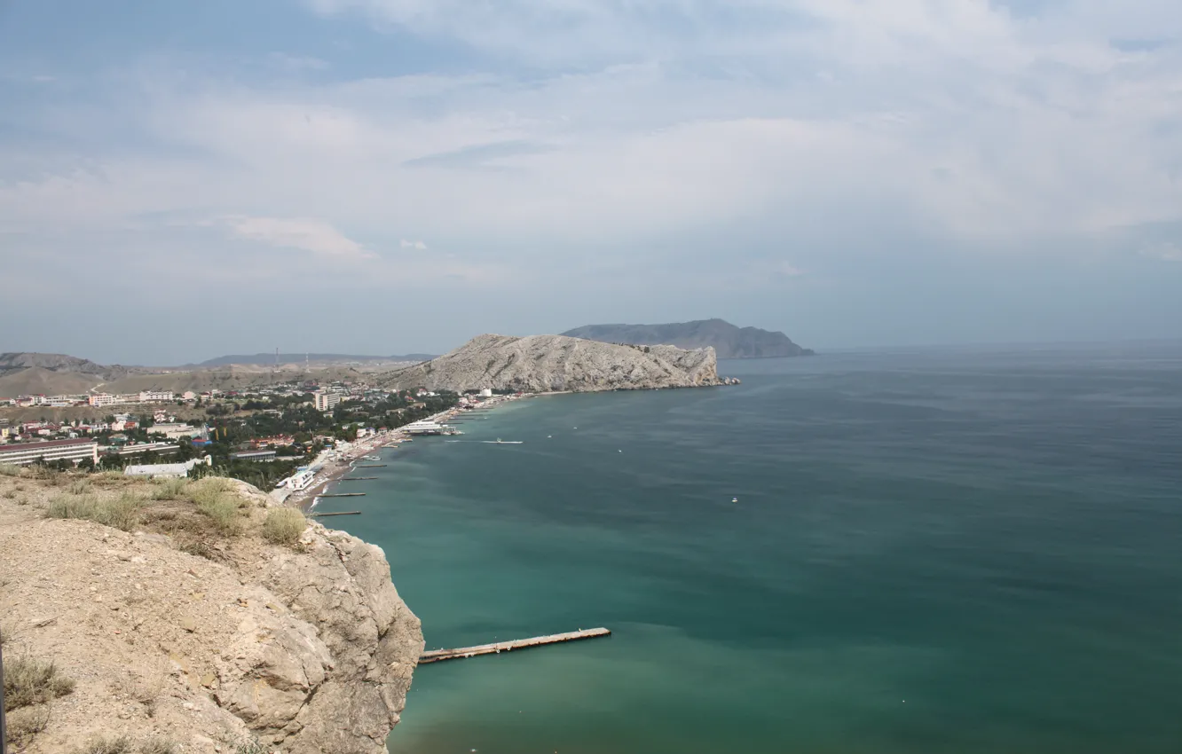 Photo wallpaper sea, mountains, Russia, Crimea, Sudak, Genoese fortress