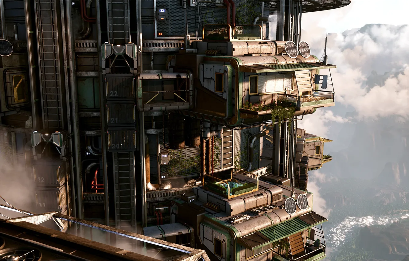 Photo wallpaper the sky, mountains, construction, housing, shot