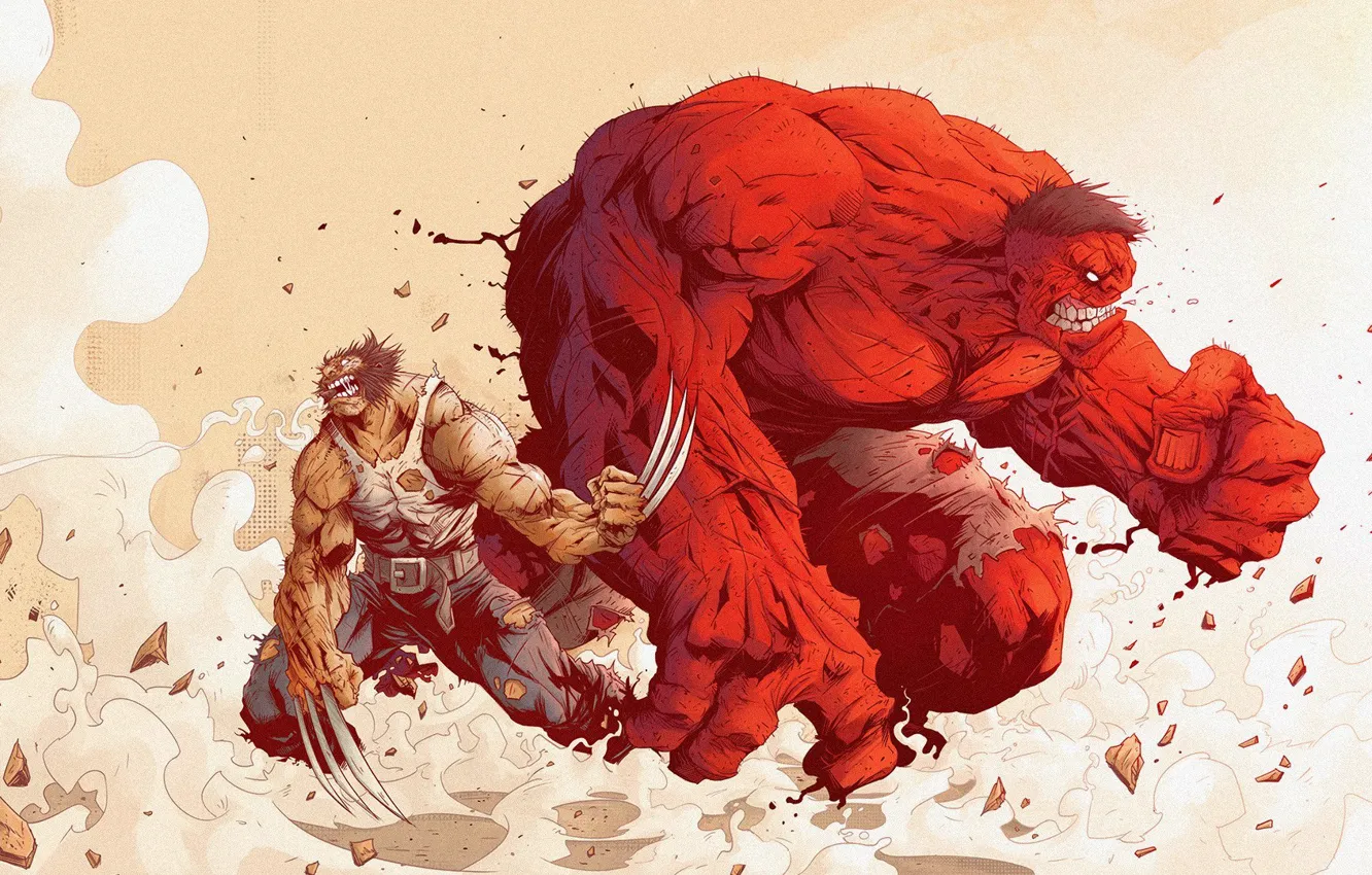 Photo wallpaper Wolverine, Wolverine, Hulk, Red Hulk, Tonton Revolver