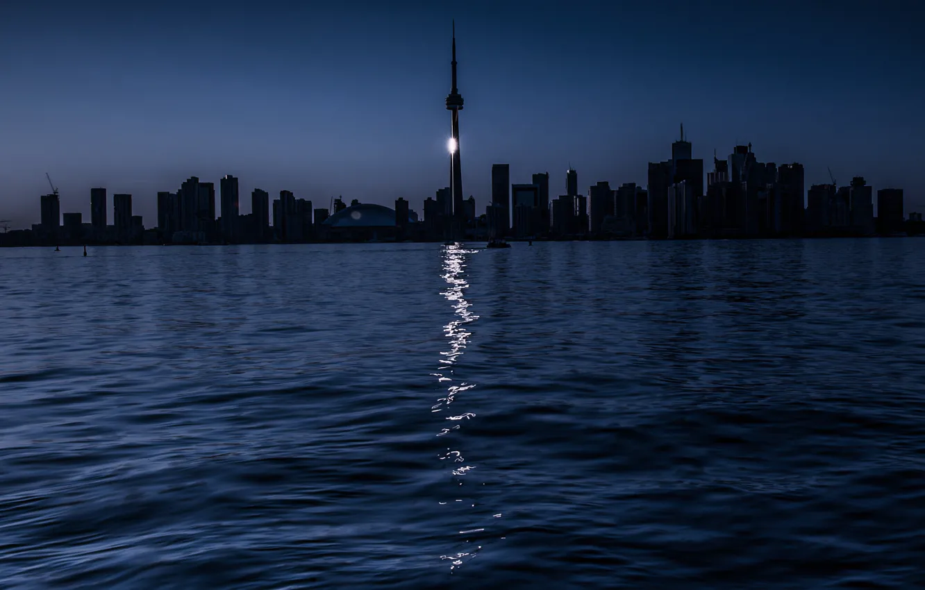 Photo wallpaper night, lake, Toronto, moonlight