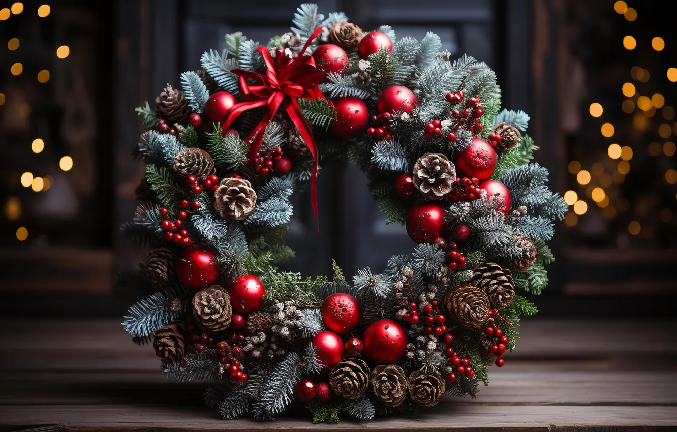 Photo wallpaper decoration, new year, Christmas, Christmas, wreath, New Year, decoration, wreath