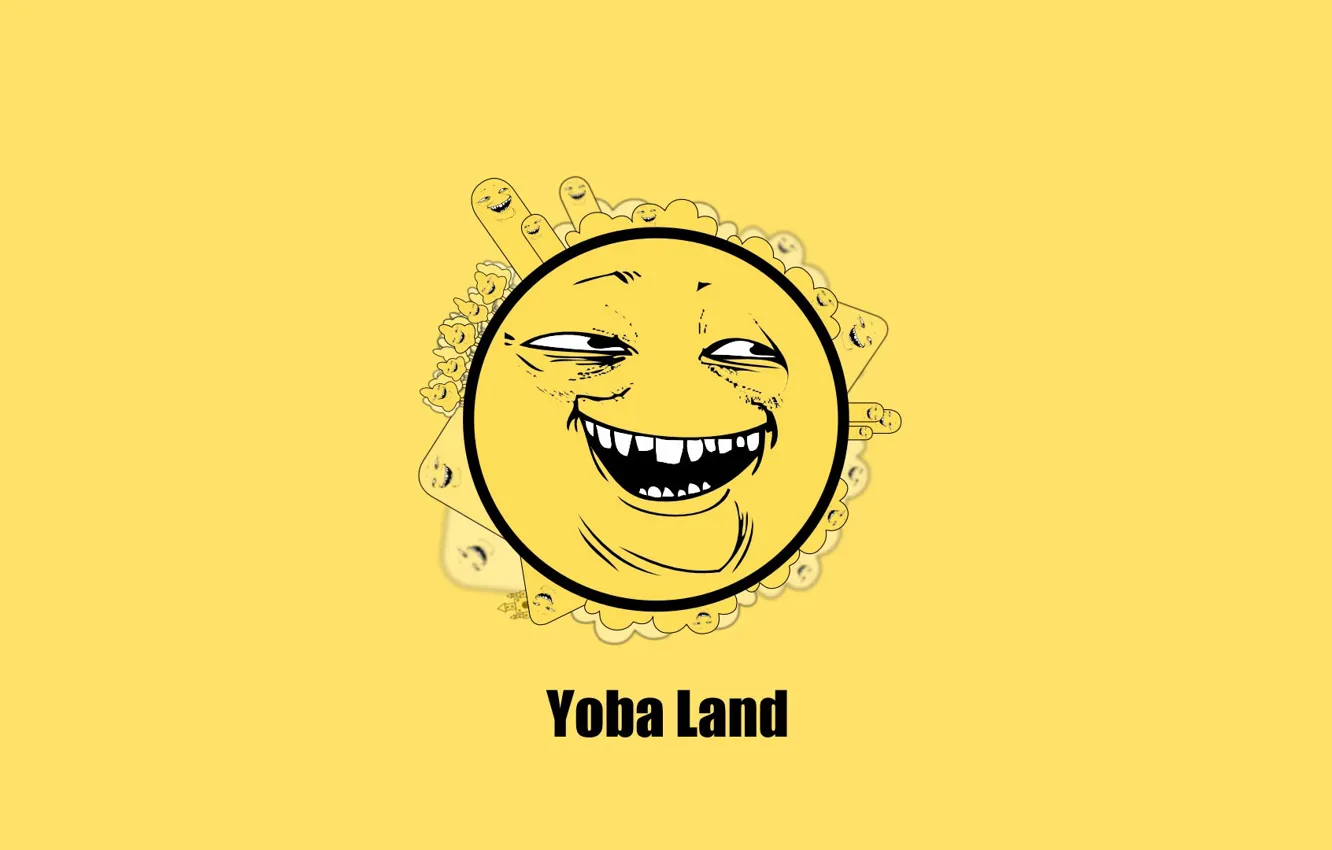 Photo wallpaper smile, yellow background, sweet, snide cheese, Yoba, Crazy ball