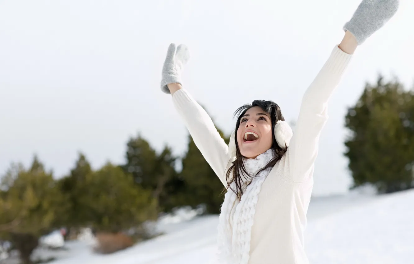 Photo wallpaper girl, joy, smile, mood