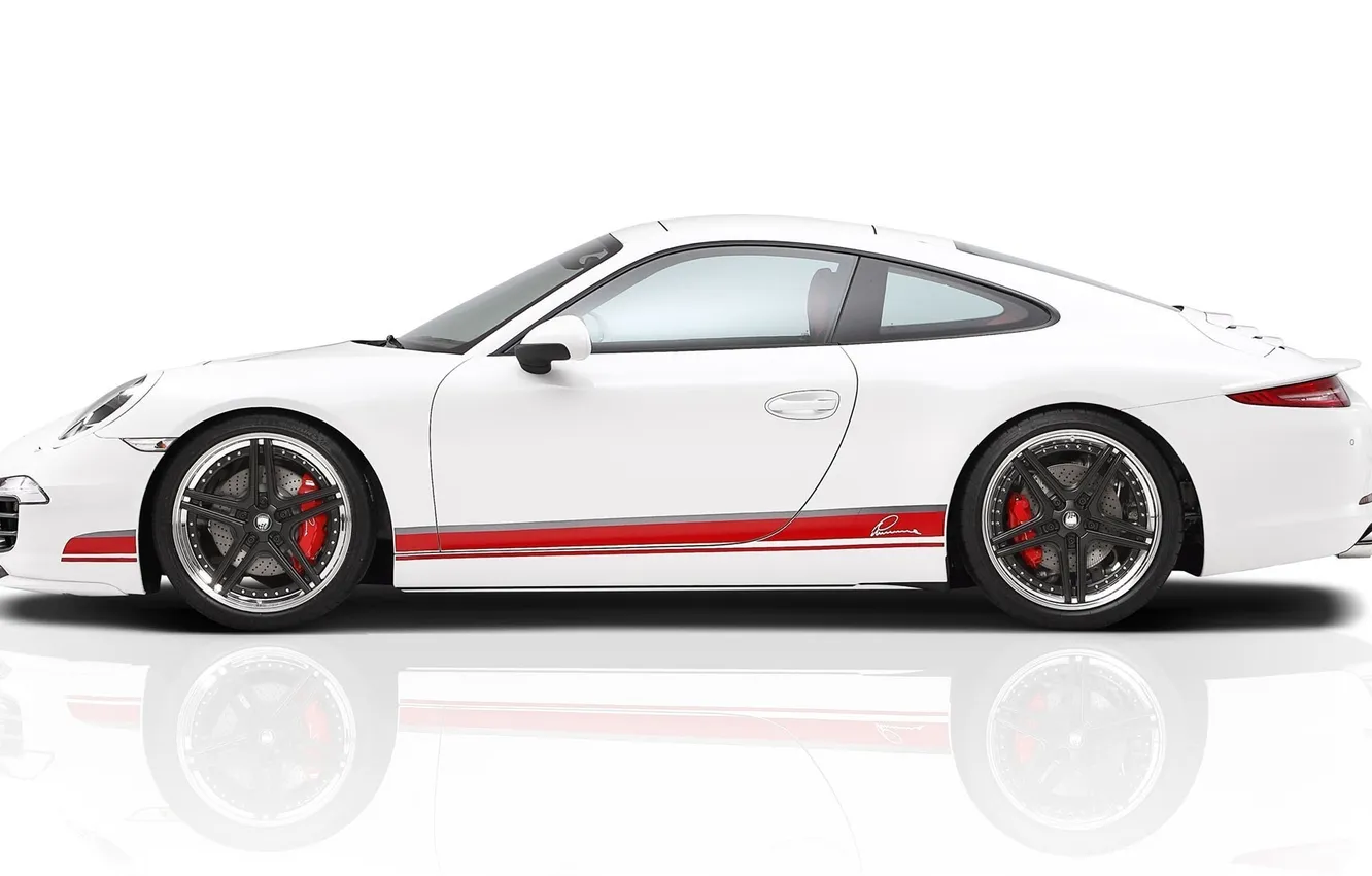 Photo wallpaper reflection, Porsche, white, drives, Porsche 911