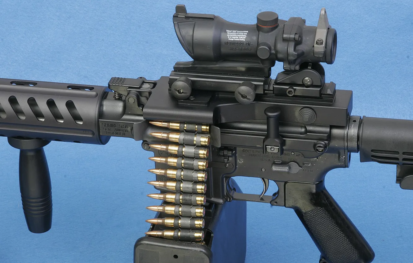 Photo wallpaper gun, weapon, Colt, rifle, ammunition