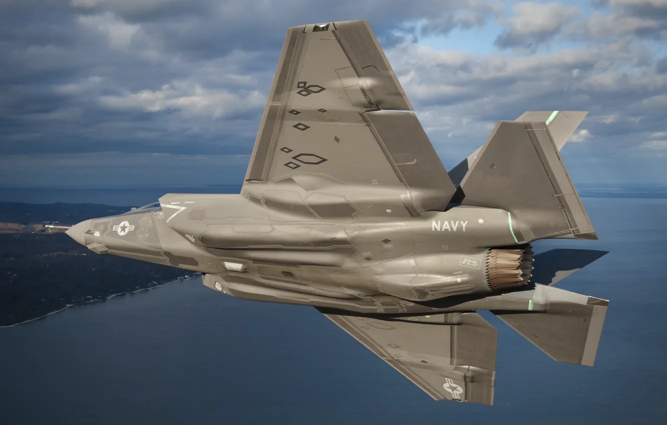 Photo wallpaper the sky, fighter, bomber, Lightning II, F-35, "Lightning" II