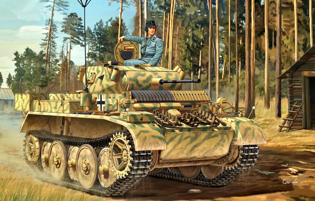 Photo wallpaper Germany, Forest, light tank, Panzerwaffe, Lynx, Pz.Kpfw.II lynx