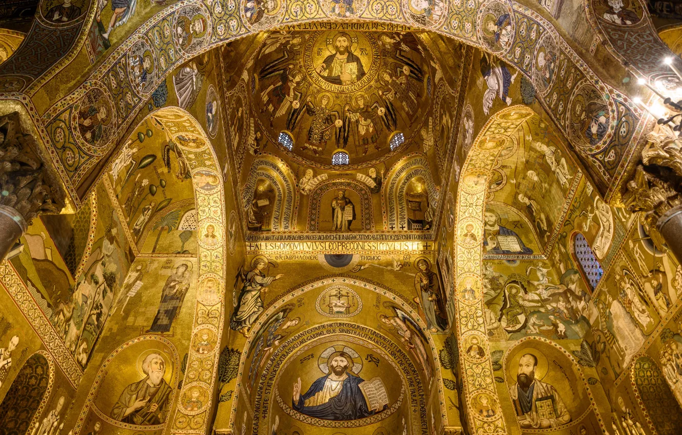 Photo wallpaper Italy, Sicily, Palermo, Cappella Palatina