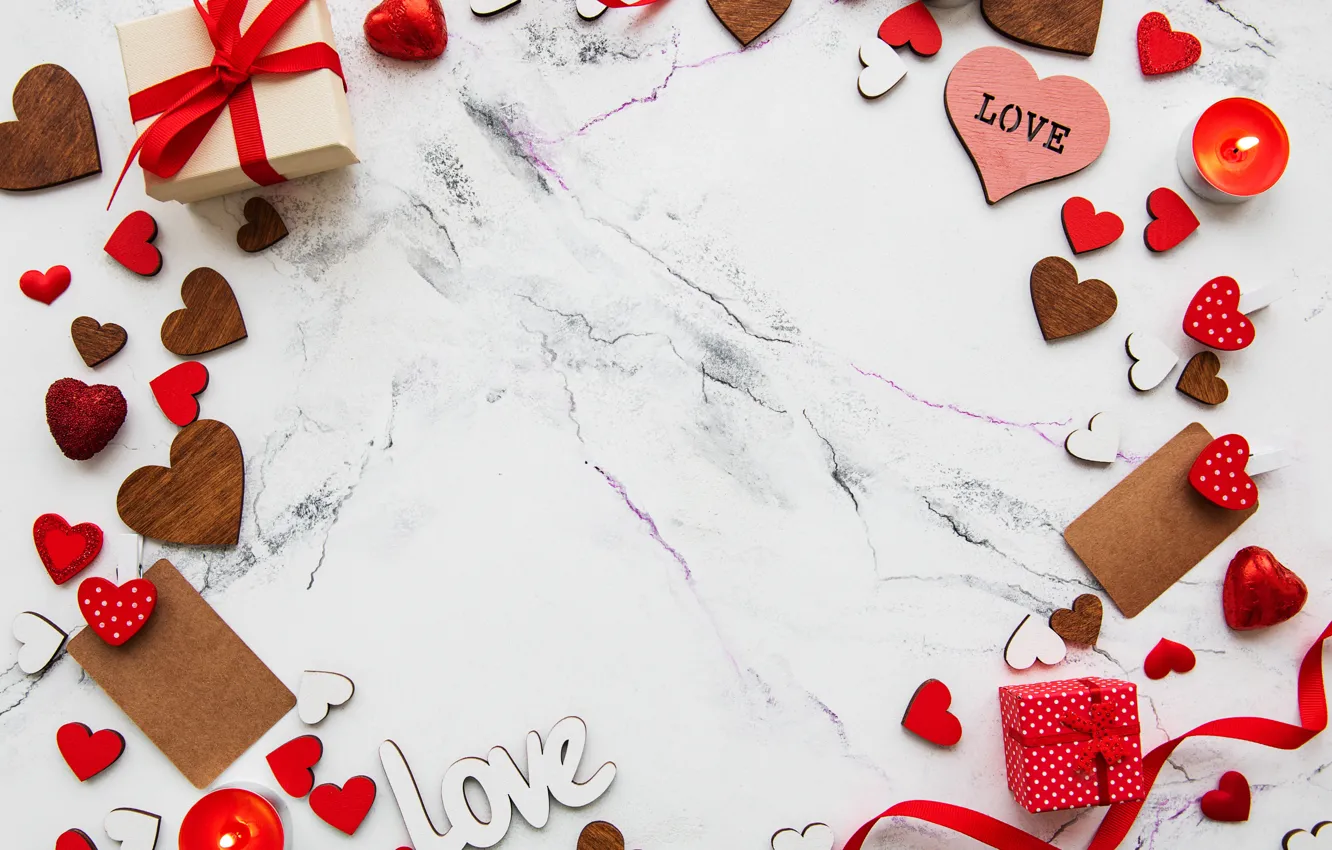 Photo wallpaper gift, candy, hearts, Olena Rudo