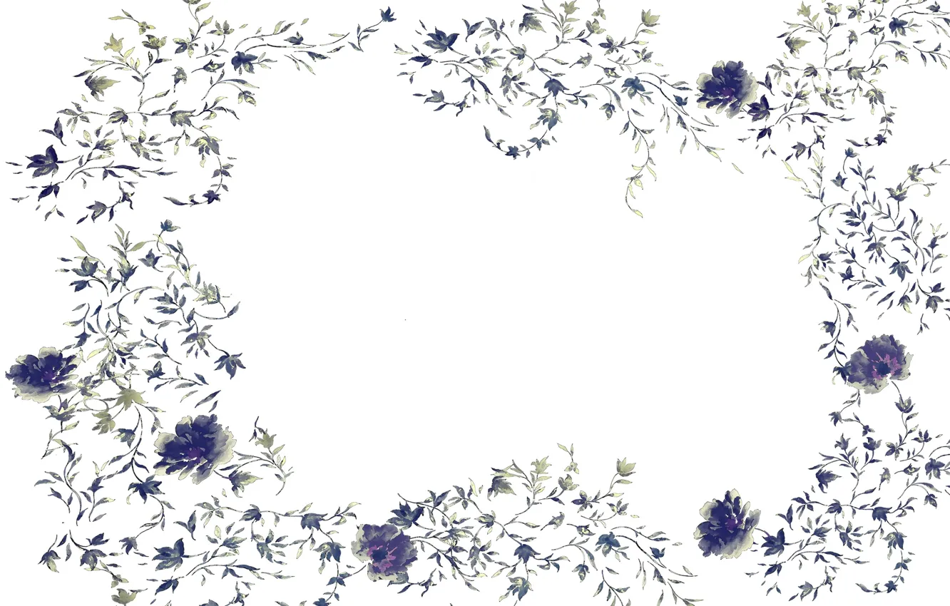 Photo wallpaper pattern, texture, white background, blue flowers