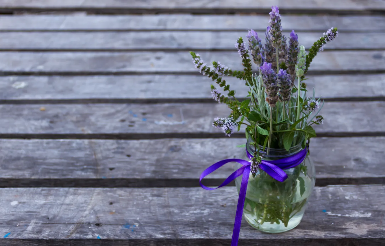 Photo wallpaper flowers, bouquet, Bank, bow