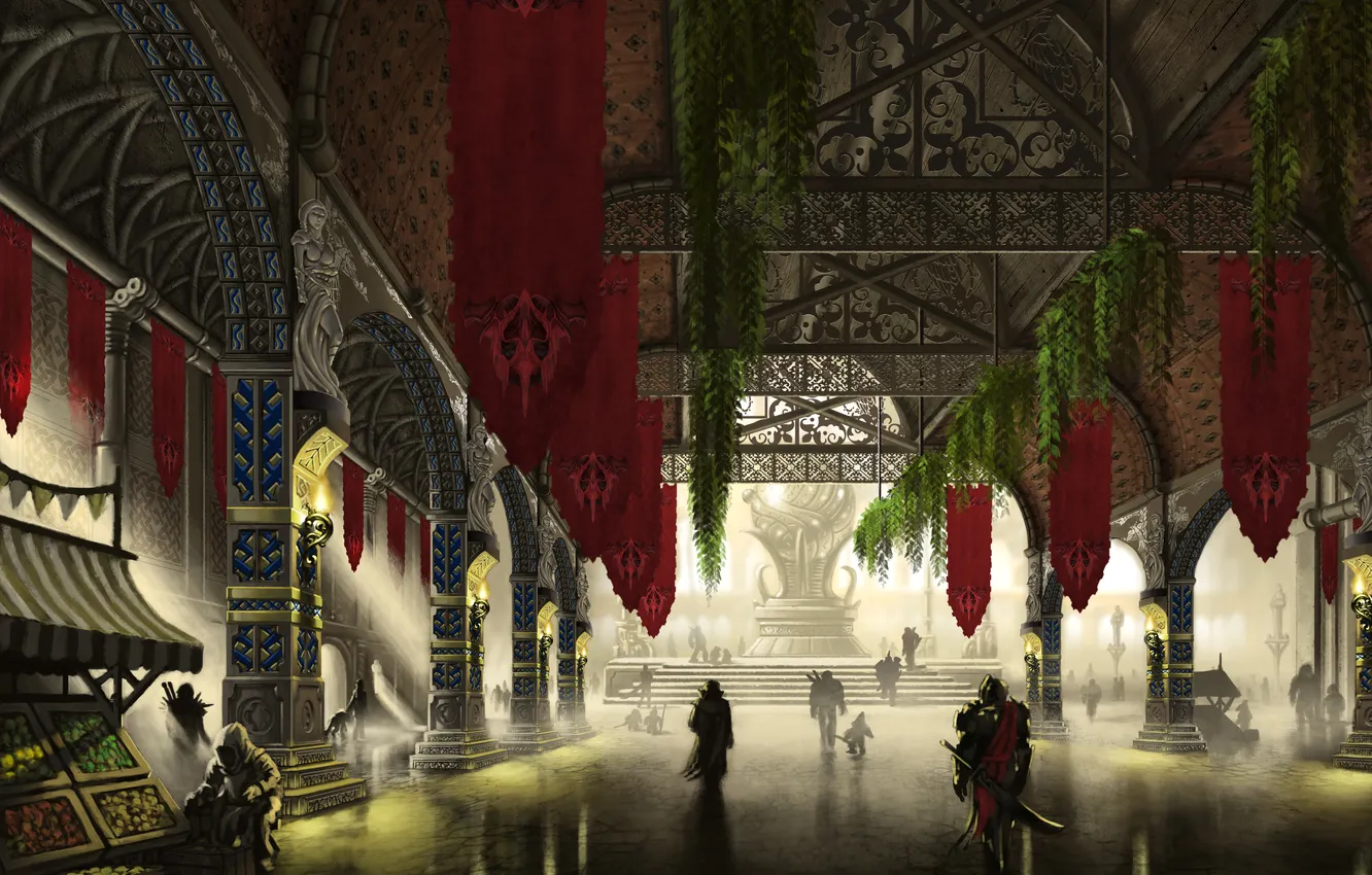 Photo wallpaper the city, art, arch, columns, hall, Last Bastion, Dealer