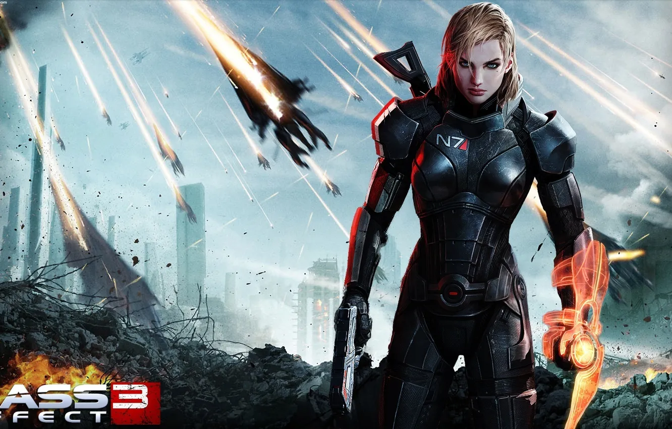 Photo wallpaper wallpaper, game, shepard, fight, mass, effect, nice, female