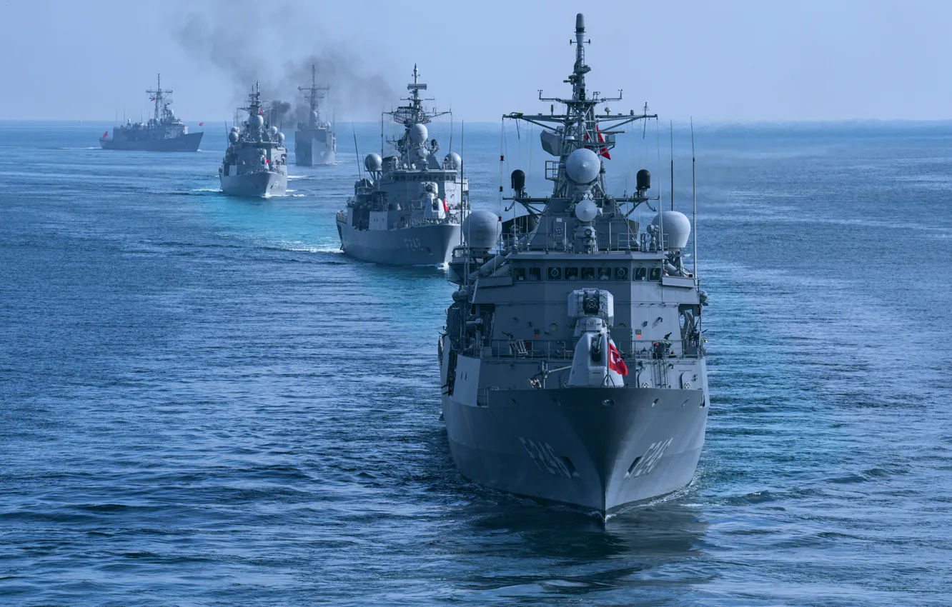Photo wallpaper exercises, Turkey, warships