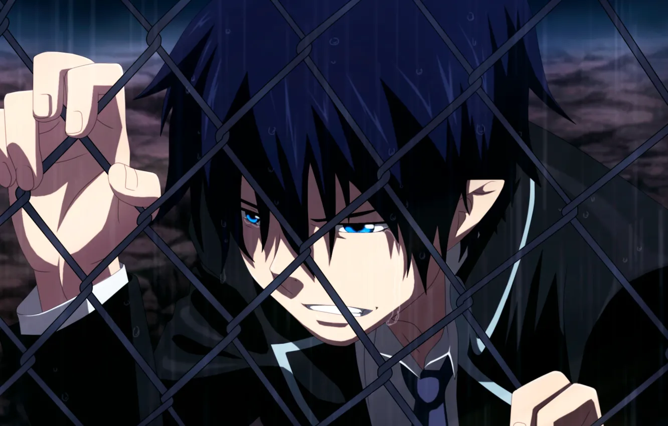 Photo wallpaper rain, tears, Rin Okumura, Blue Exorcist, Ao No Exorcist