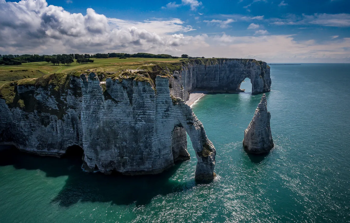 Photo wallpaper sea, rocks, France, arch, Étretat