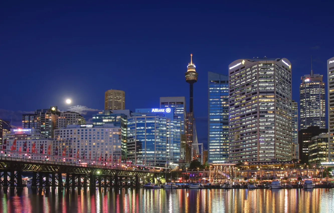 Photo wallpaper the city, lighting, Australia, Sydney, beautiful, night, as, tower