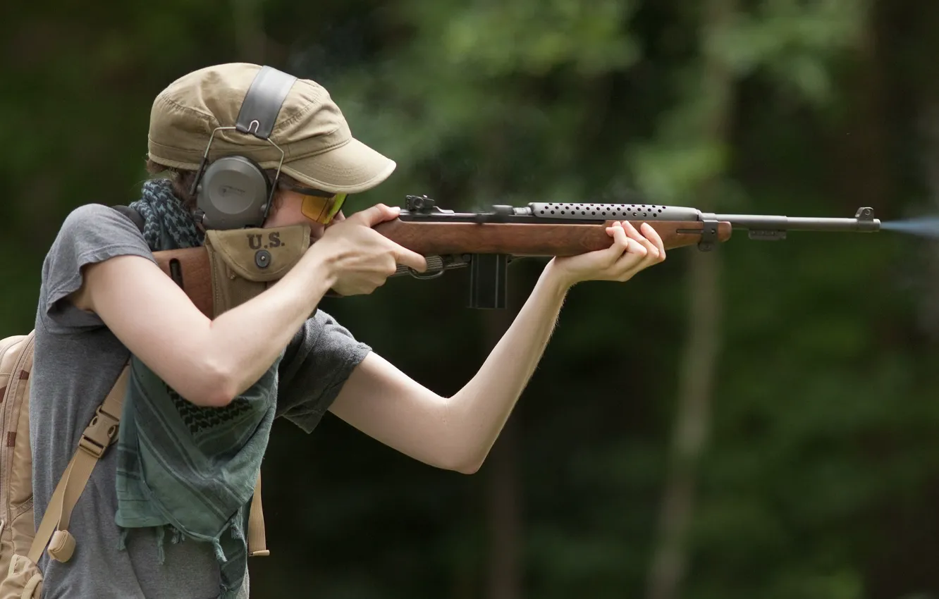 Photo wallpaper girl, background, shot, carabiner, self-loading, M1 Carbine