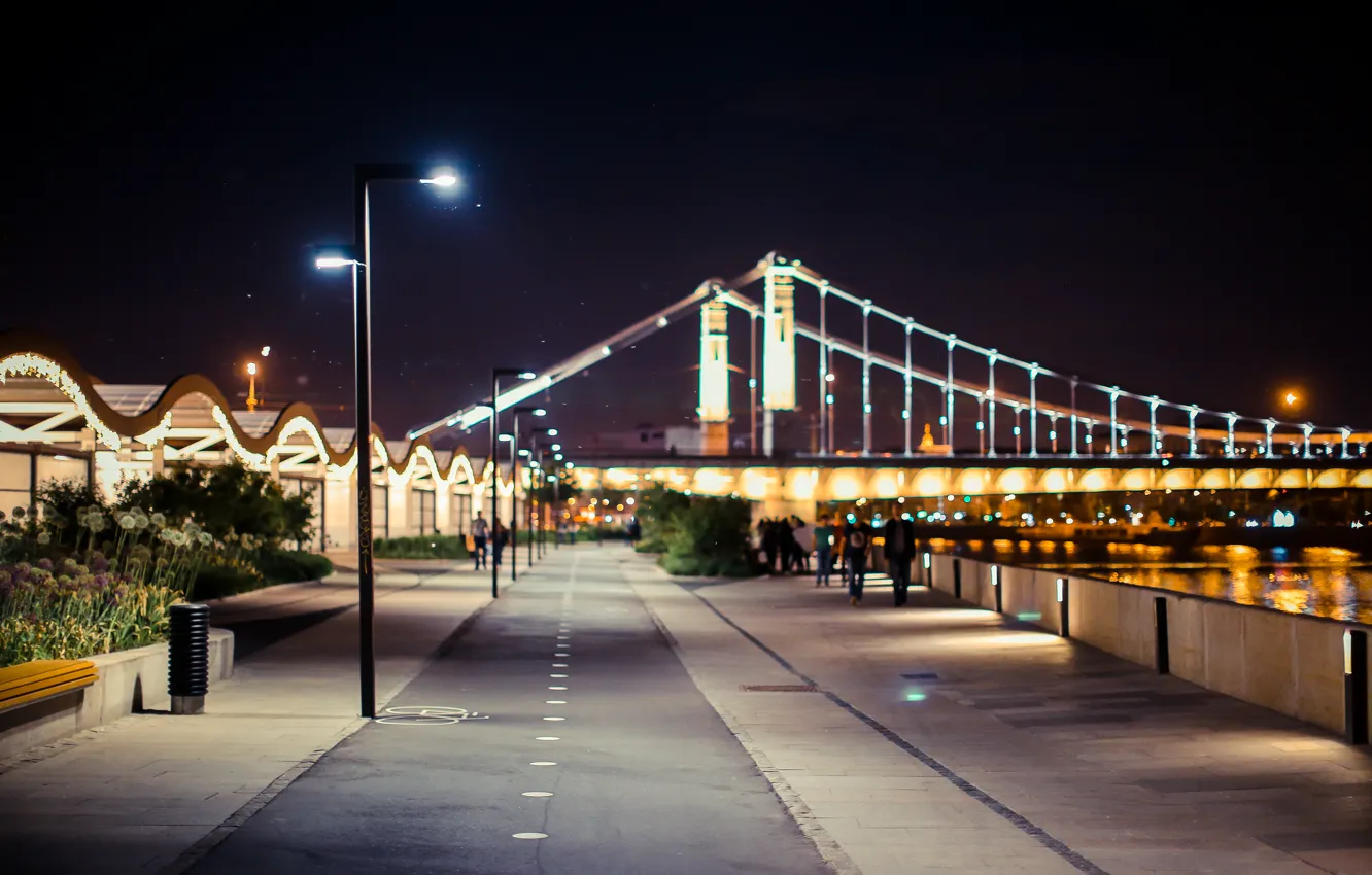Photo wallpaper light, night, the city, lights, lights, Park, Moscow, light