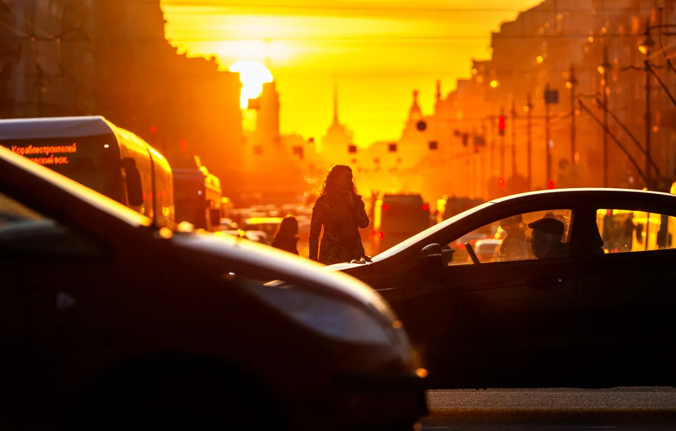 Photo wallpaper sunset, Nevsky Prospekt, Eduard Gordeev