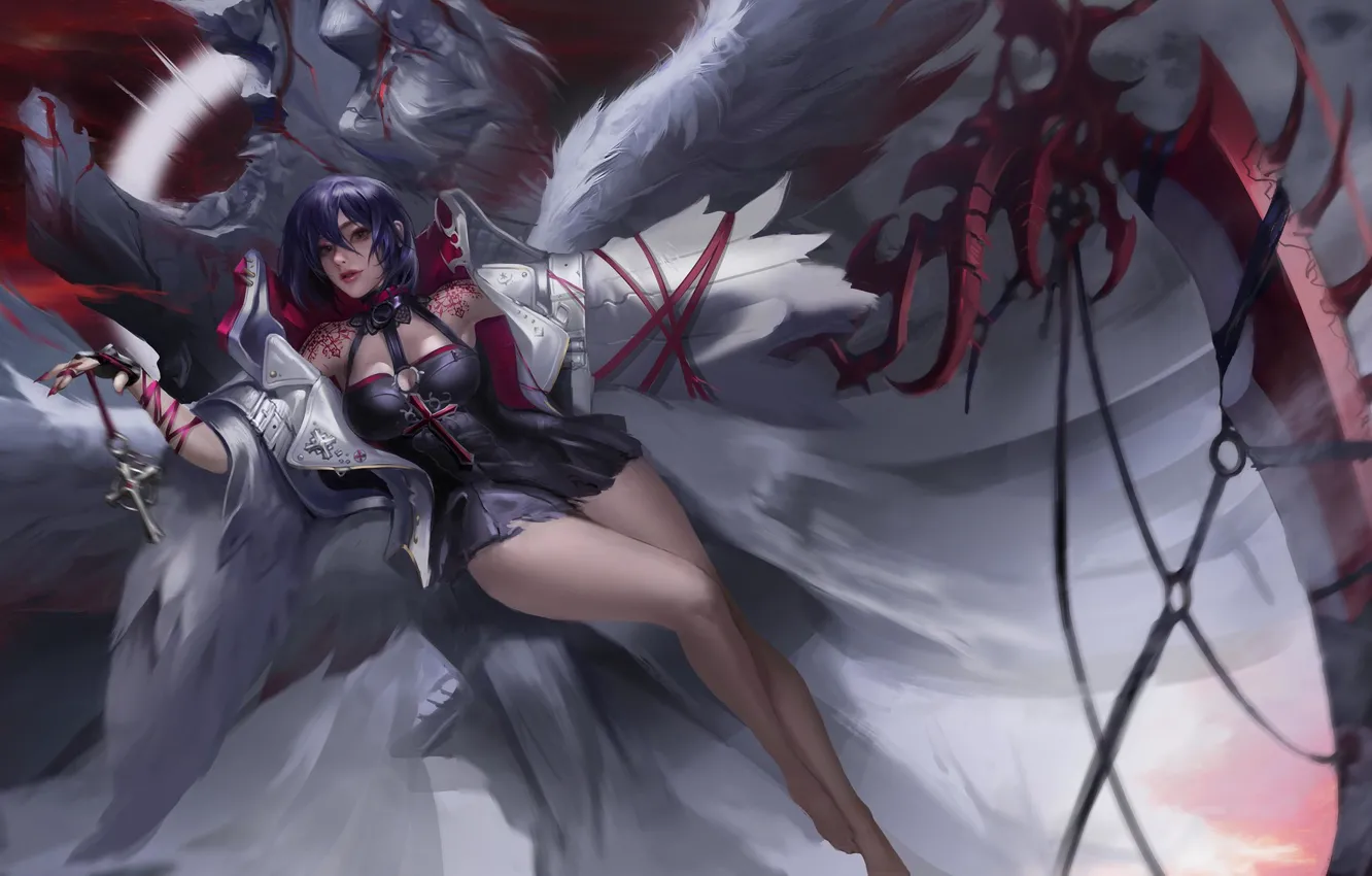 Photo wallpaper girl, style, fiction, figure, wings, brunette, art, girl