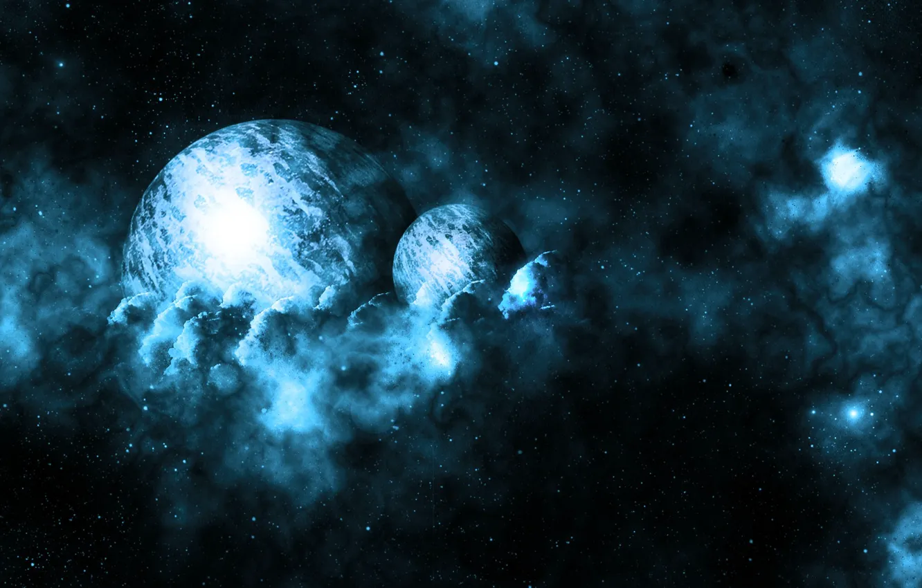 Photo wallpaper space, blue, planet