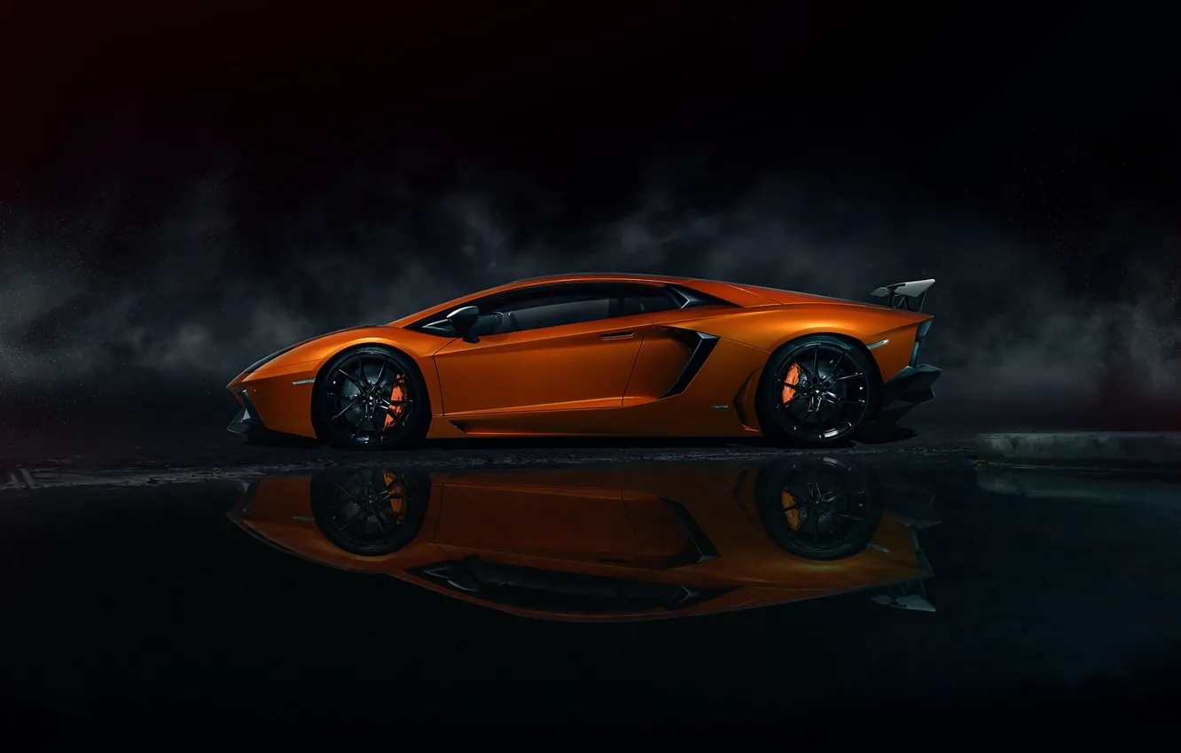 Photo wallpaper Lamborghini, Orange, Side, LP700-4, Aventador, Supercars, Carporn