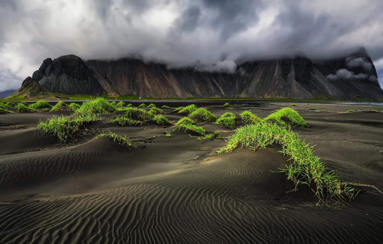 Photo wallpaper sand, clouds, nature, rocks